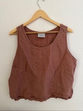Parachute Linen Scoop Tank - Dusty Rose Mauve